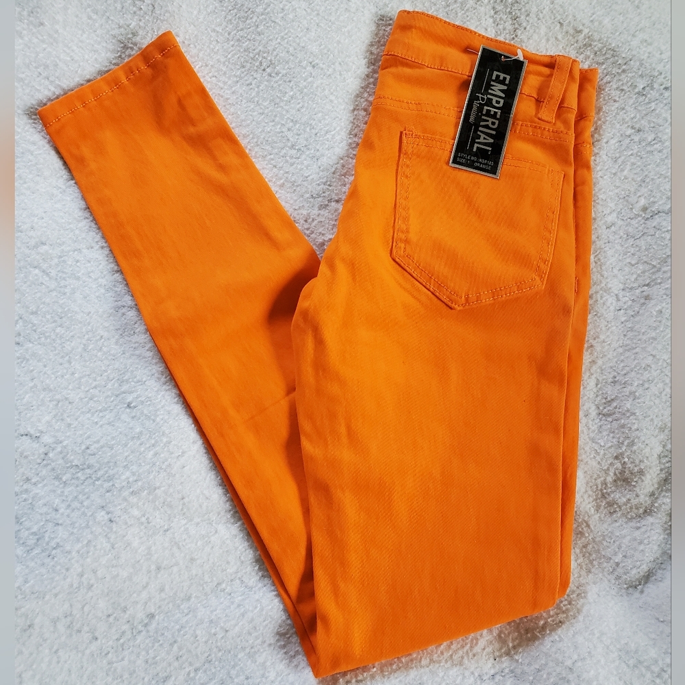 Emperial Bright Orange Skinny Jeans, Sz 1, NWT